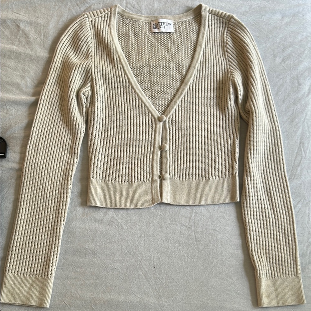 Oatmeal color Cropped Ribbed Cardigan Sweater. Never worn.